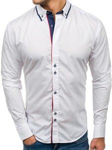 Elegentiški vyriški marškiniai ilgomis rankovėmis balti Bolf 6857