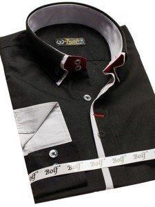 Elegentiški vyriški marškiniai ilgomis rankovėmis juodi Bolf 2767