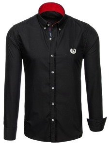 Elegentiški vyriški marškiniai ilgomis rankovėmis juodi Bolf 2772
