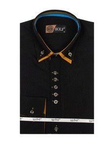 Elegentiški vyriški marškiniai ilgomis rankovėmis juodi Bolf 3708