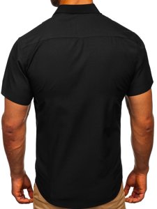 Elegentiški vyriški marškiniai trumpomis rankovėmis juodas Bolf 7501