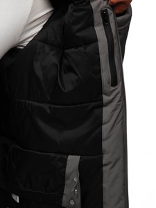 Grafito spalvos vyriška žieminė sportinė striukė Bolf HH011