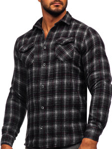 Grafito spalvos vyriški flaneliniai marškiniai ilgomis rankovėmis Bolf 20731-2