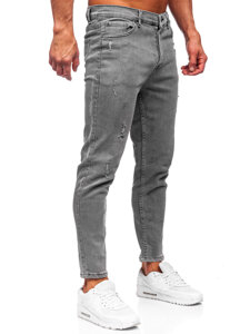 Grafito spalvos vyriškos džinsinės kelnės skinny fit Bolf 5909