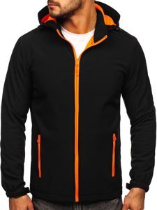 Juoda su oranžine vyriška demisezoninė striukė softshell Bolf HH017