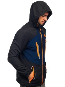 Juoda su tamsiai mėlyna vyriška striukė softshell Bolf HH022