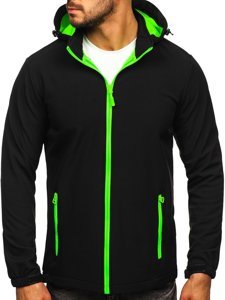 Juoda su žalia vyriška demisezoninė striukė softshell Bolf HH017