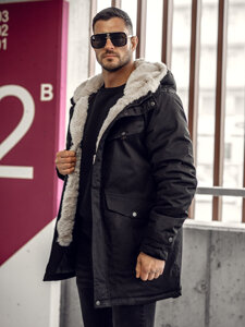 Juoda vyriška žieminė parka striukė Bolf 22M318A