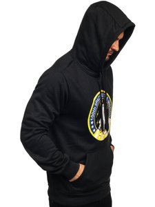 Juodas vyriškas džemperis su gobtuvu ir paveikslėliu Bolf Y10073