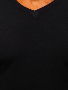 Juodas vyriškas megztinis su V kaklu Bolf YY03
