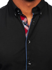 Juodi vyriški elegantiški marškiniai ilgomis rankovėmis Bolf 22732