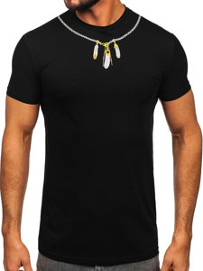 Juodi vyriški marškinėliai su paveikslėliu Bolf MT3051