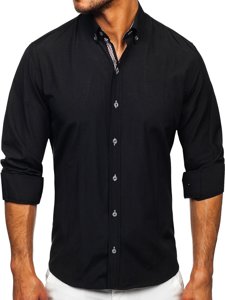 Juodi vyriški marškiniai ilgomis rankovėmis Bolf 20718