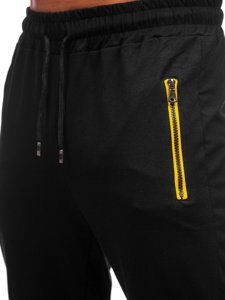 Juodos su geltona vyriškos jogger kelnės Bolf 81270