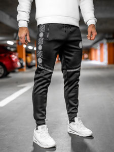 Juodos su sidabro spalva vyriškos jogger kelnės Bolf HM665