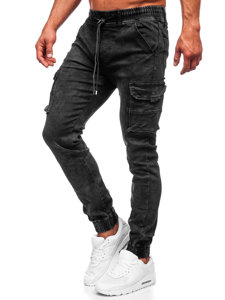 Juodos vyriškos džinsinės jogger cargo kelnės Bolf TF256