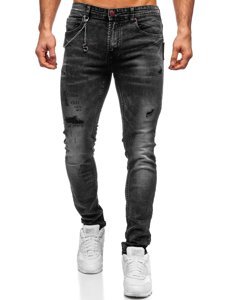 Juodos vyriškos džinsinės kelnės slim fit Bolf 60027W0