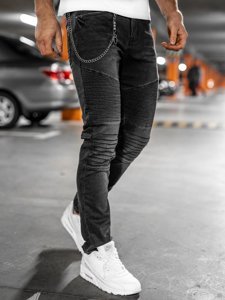 Juodos vyriškos džinsinės kelnės slim fit Bolf 61025W0