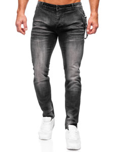 Juodos vyriškos džinsinės kelnės slim fit Bolf MP0091N