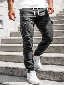 Juodos vyriškos jogger cargo kelnės Bolf R31016S0