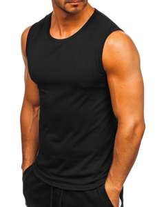 Marškinėliai be rankovių be paveikslėlio juodi Bolf 99001