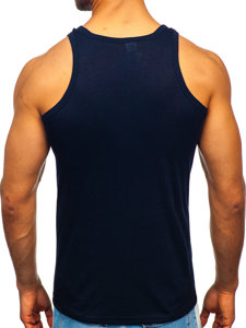 Marškinėliai be rankovių be paveikslėlio tamsiai mėlyni Bolf NB001