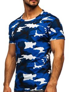 Mėlyni vyriški kamufliažiniai marškinėliai Bolf S807