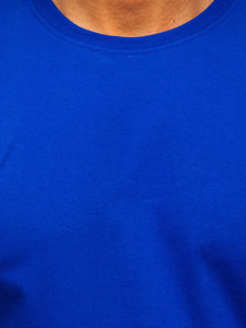 Mėlyni vyriški medvilniniai marškinėliai be paveikslėlio Bolf 192397