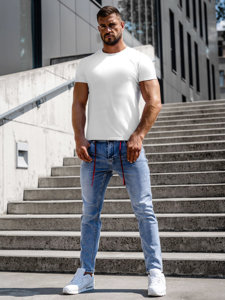 Mėlynos vyriškos džinsinės kelnės skinny fit Bolf KX555-2A