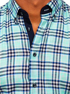 Mėtinai vyriški marškiniai trumpomis rankovėmis Bolf 201501