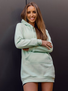Mėtinis ilgas moteriškas džemperis su gobtuvu Bolf YS10003