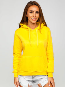 Moteriškas džemperis su kengūros kišene geltonas Bolf W02B