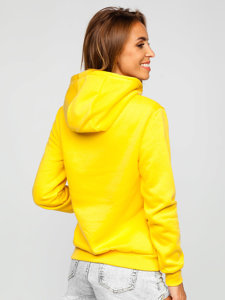 Moteriškas džemperis su kengūros kišene geltonas Bolf W02B