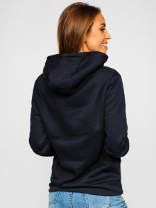Moteriškas džemperis su kengūros kišene tamsiai mėlynas Bolf W02B