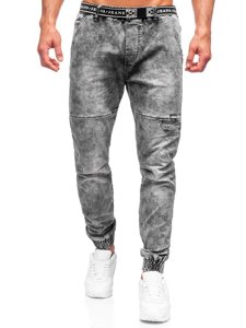 Pilkos vyriškos džinsinės jogger kelnės su diržu Bolf T392