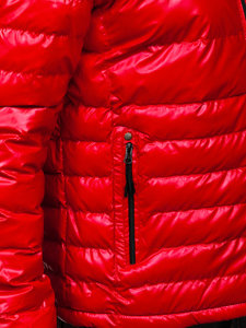 Raudona vyriška demisezoninė dygsniuota sportinė striukė Bolf 2147