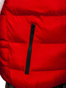 Raudona vyriška dygsniuota stora liemenė su gobtuvu Bolf 7126