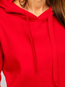 Raudonas ilgas moteriškas džemperis su gobtuvu Bolf YS10003-A