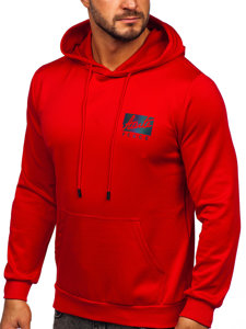 Raudonas vyriškas džemperis su paveikslėliu ir gobtuvu Bolf HY971