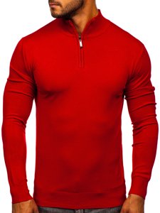 Raudonas vyriškas megztinis stačia apykakle Bolf YY08