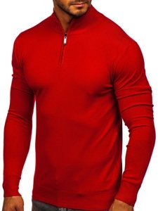 Raudonas vyriškas megztinis stačia apykakle Bolf YY08
