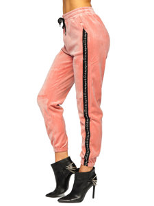 Rožinės moteriškos veliūrinės sportinės kelnės Bolf CYF56NM