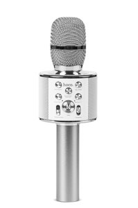Sidabro spalvos mikrofonas karaoke bluetooth BK3