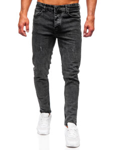 Slim Fit vyriški džinsai Juoda Bolf 6497