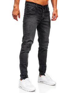 Slim Fit vyriški džinsai Juoda Bolf 6498