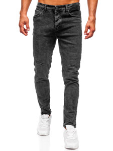 Slim Fit vyriški džinsai Juoda Bolf 6499