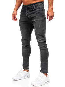 Slim Fit vyriški džinsai Juoda Bolf 6513