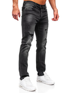 Slim Fit vyriški džinsai Juoda Bolf MP0018N