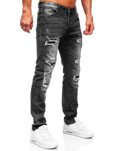 Slim Fit vyriški džinsai Juoda Bolf MP0075N