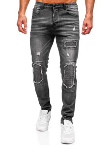 Slim Fit vyriški džinsai Juoda Bolf MP0137N